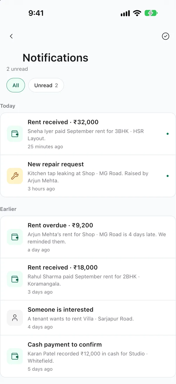 Payments and requests as they happen